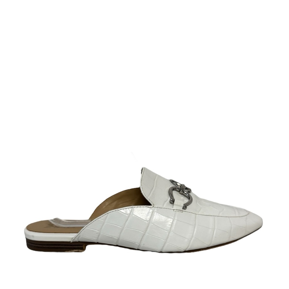 Naturalizer Leanna Leather Croc-Embossed Spring Slip On Slide Mules White 9 - Picture 3 of 10